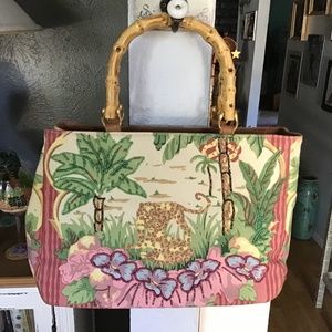Jungle Print Bad w/ Bamboo Handles (NWOT)